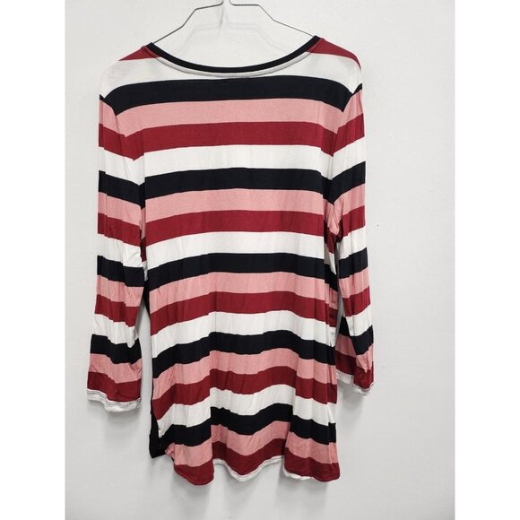 41Hawthorn Stitch Fix Womens Manu Top Size Large Multicolor Striped 3/4 Sleeve - Picture 6 of 7